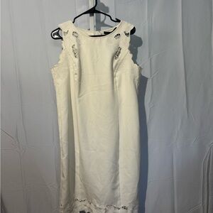 White House Black Market Ivory Lace Dress Size 16
